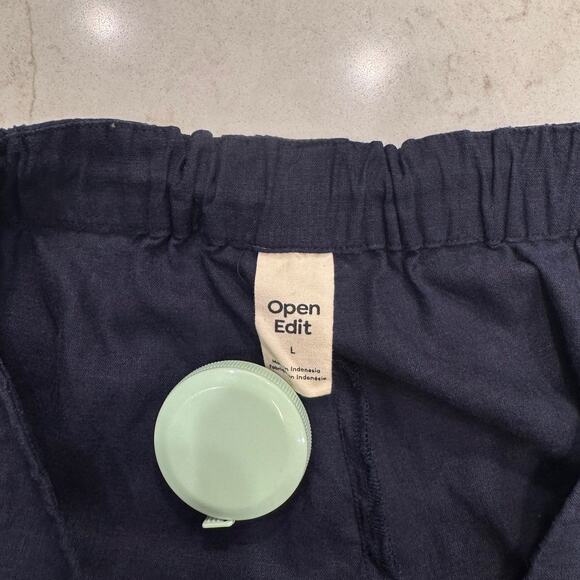 Open Edit Linen Blend Pants Navy Blue Relaxed Men's Large Minimalist Coastal - Picture 13 of 14